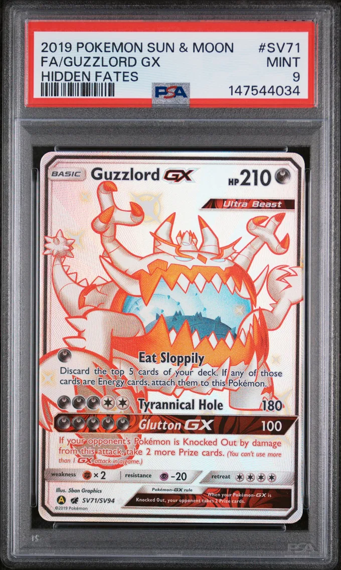 2019 #SV71 Full Art/Guzzlord GX PSA 9 Sun & Moon Hidden Fates