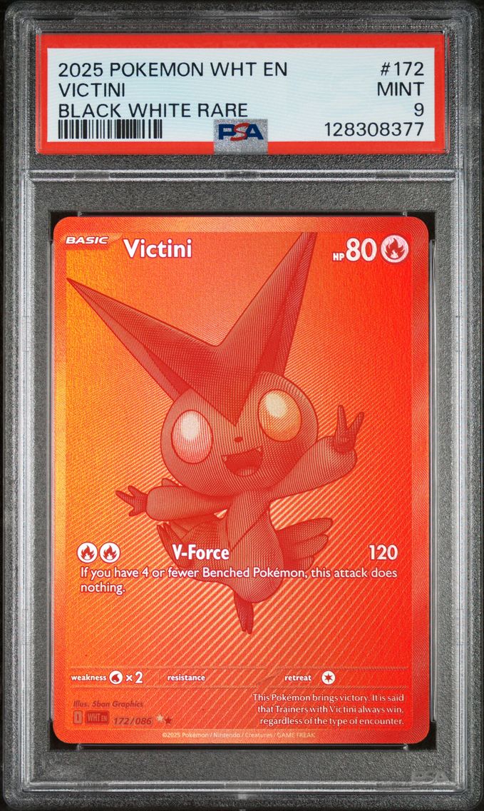 2025 #172 Victini PSA 9 Wht EN-White Flare