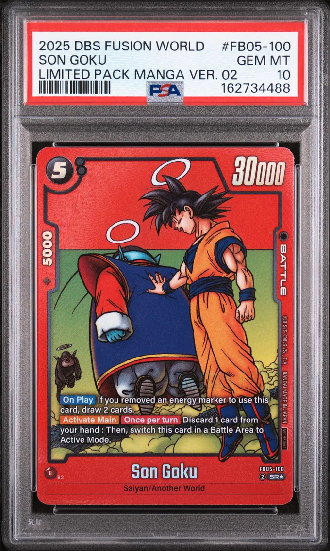 2025 #FB05-100 Son Goku PSA 10 Dragon Ball Super Card Game Fusion World Limited Pack Manga Version 02