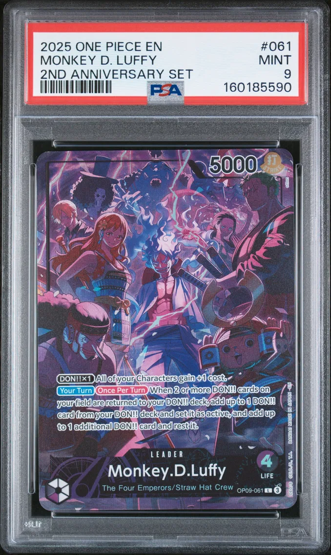 2025 #061 Monkey D. Luffy PSA 9 One Piece English Version 2nd Anniversary Set