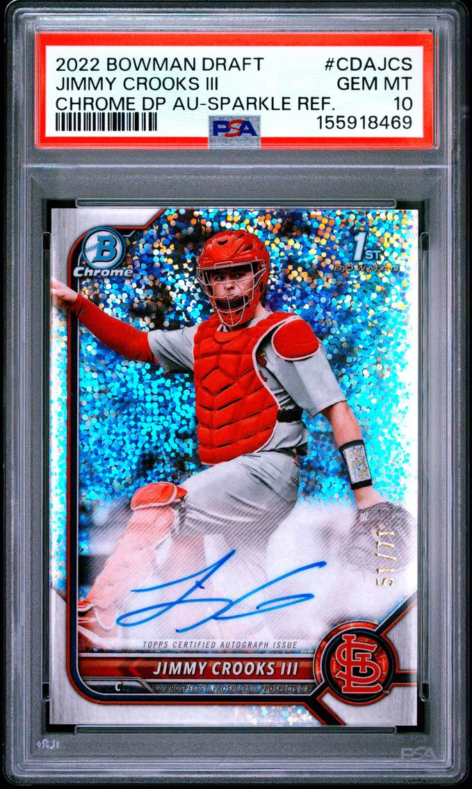 2022 #CDAJCS Jimmy Crooks III PSA 10 Bowman Draft Chrome Draft Pick Autographs