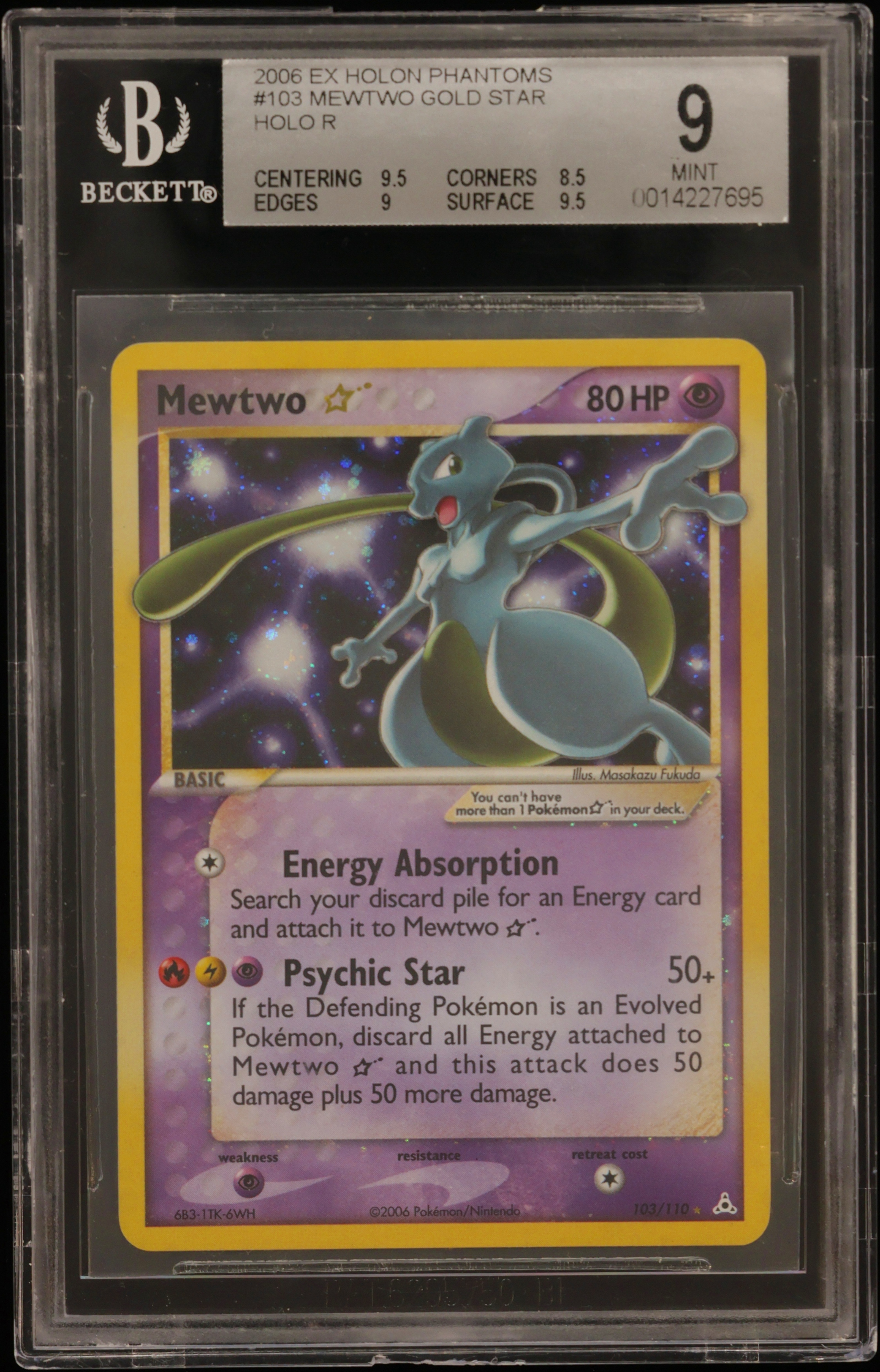 2006 #103 Mewtwo GOLD STAR HOLO R BGS 9 EX Holon Phantoms