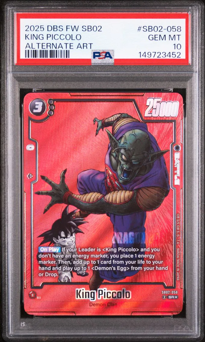 2025 #SB02-058 King Piccolo PSA 10 Dragon Ball Super Card Game Fusion World Manga Booster 02