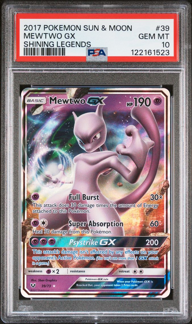 2017 #39 Mewtwo GX PSA 10 Sun & Moon Shining Legends