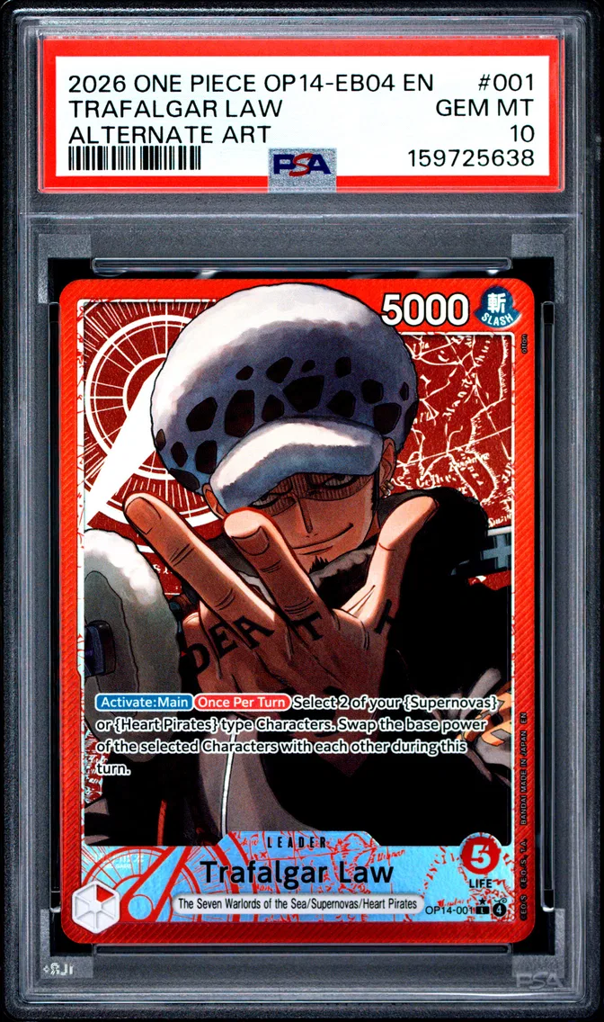 2026 #001 Trafalgar Law PSA 10 One Piece OP14-EB04-the Azure Sea's Seven