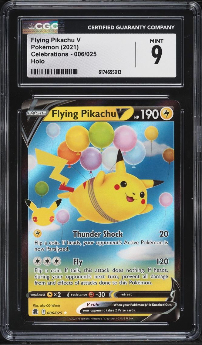 2021 Pokemon Sword & Shield Celebrations Holo Flying Pikachu V #6 CGC 9 MINT