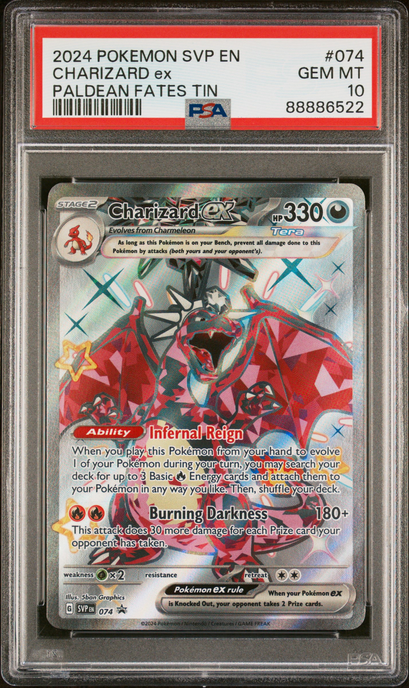2024 #074 Charizard Ex PSA 10 Svp En-Sv Black Star Promo