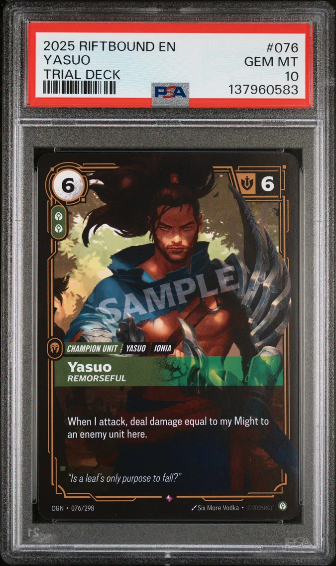 2025 #076 Yasuo - Remorseful PSA 10 Riftbound: League of Legends Trial Decks