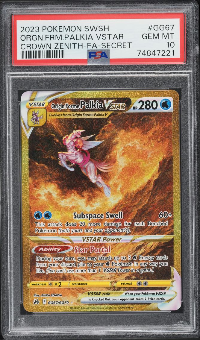 2023 #GG67 SWORD & SHIELD CROWN ZENITH SECRET ORIGIN FORME PALKIA VSTAR PSA 10 POKEMON