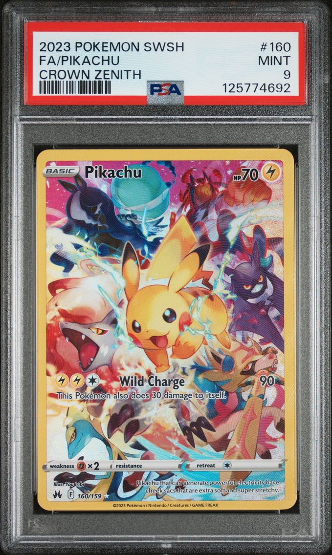 2023 #160 Full Art/Pikachu PSA 9 Sword and Shield Crown Zenith