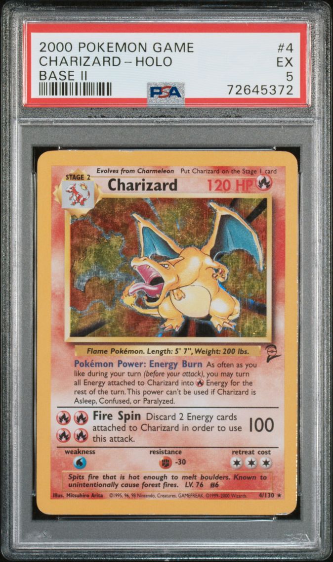 2000 #4 Charizard-Holo PSA 5 Game Base II