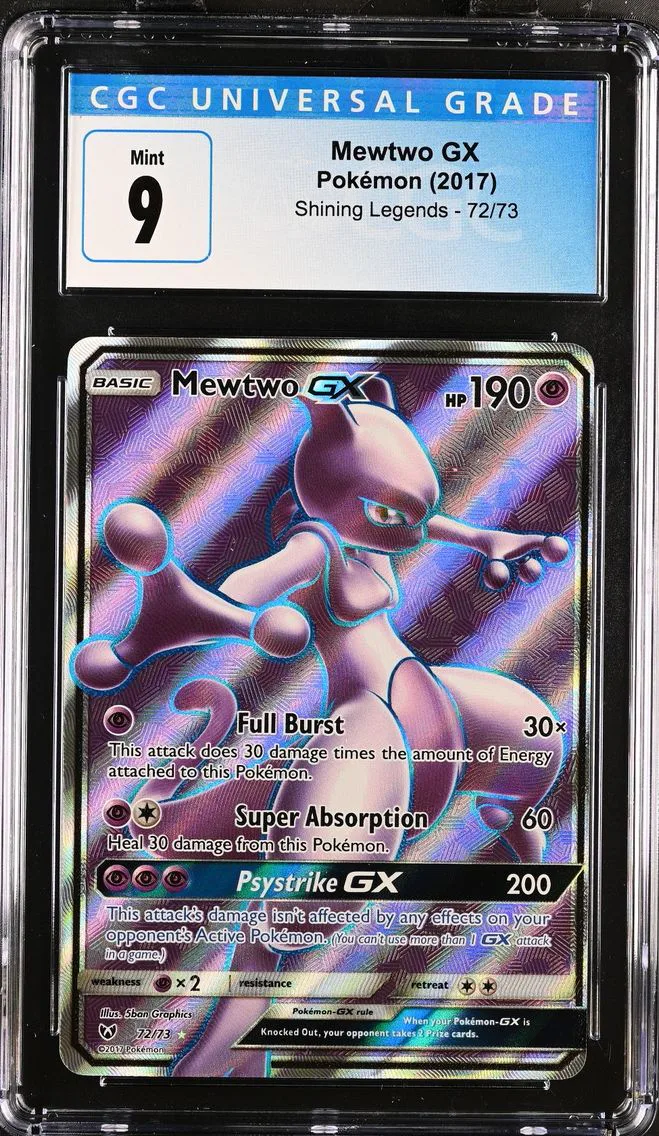 2017 #72 Mewtwo GX CGC 9 Shining Legends - English
