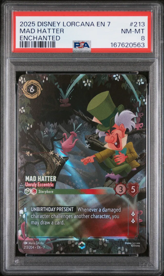 2025 #213 Mad Hatter - Unruly Eccentric PSA 8 Disney Lorcana EN 7-Archazia's Island