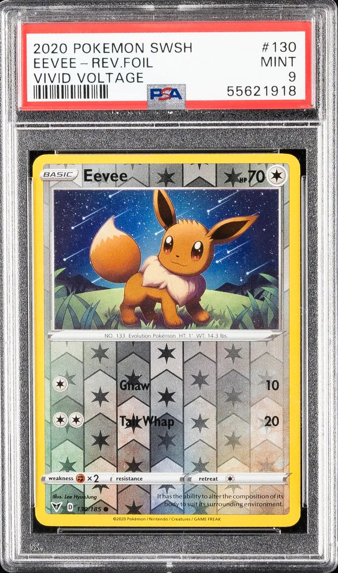 2020 #130 Eevee-Reverse Foil PSA 9 Sword & Shield Vivid Voltage Pokemon