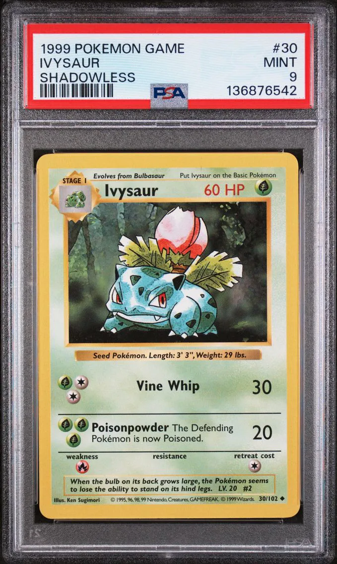 1999 #30 Ivysaur Shadowless PSA 9 Game Pokemon