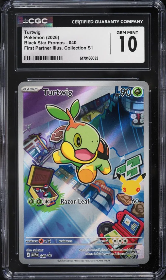 2026 Pokemon Mega Evolution Promo First Partner Illustration S1 Full Art Turtwig #40 CGC 10 GEM