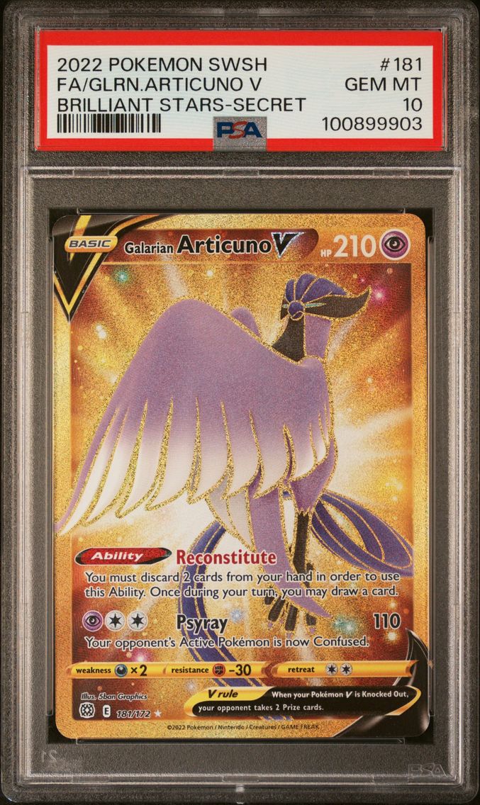 2022 #181 FULL ART/GALARIAN ARTICUNO V PSA 10 POKEMON SWORD & SHIELD BRILLIANT STARS | SECRET