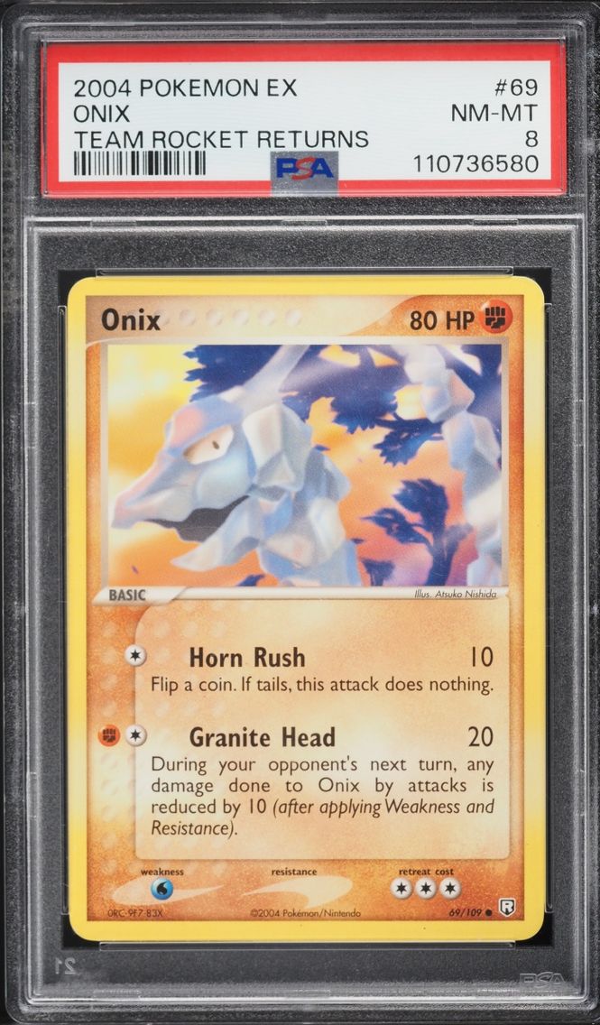 2004 Pokemon EX Team Rocket Returns Onix #69 PSA 8 NM-MT