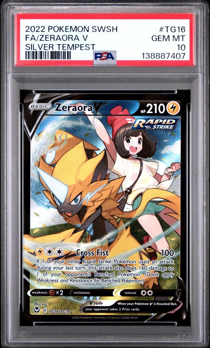2022 #TG16 Full Art/Zeraora V PSA 10 Sword & Shield Silver Tempest