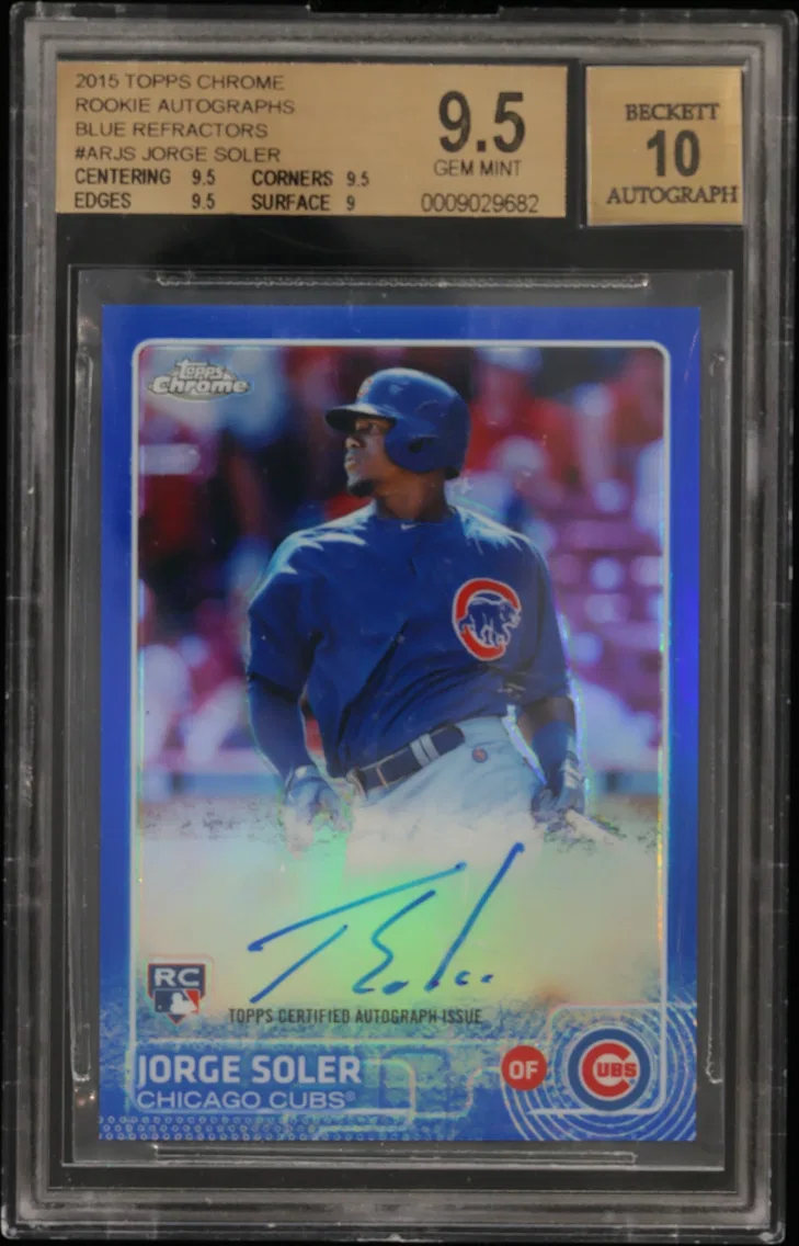 2015 #ARJS Jorge Soler BGS 9.5 Topps Chrome Rookie Autographs Blue Refractors