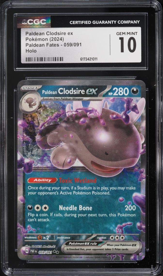 2024 Pokemon Scarlet & Violet Paldean Fates Holo Paldean Clodsire ex #59 CGC 10 GEM MINT