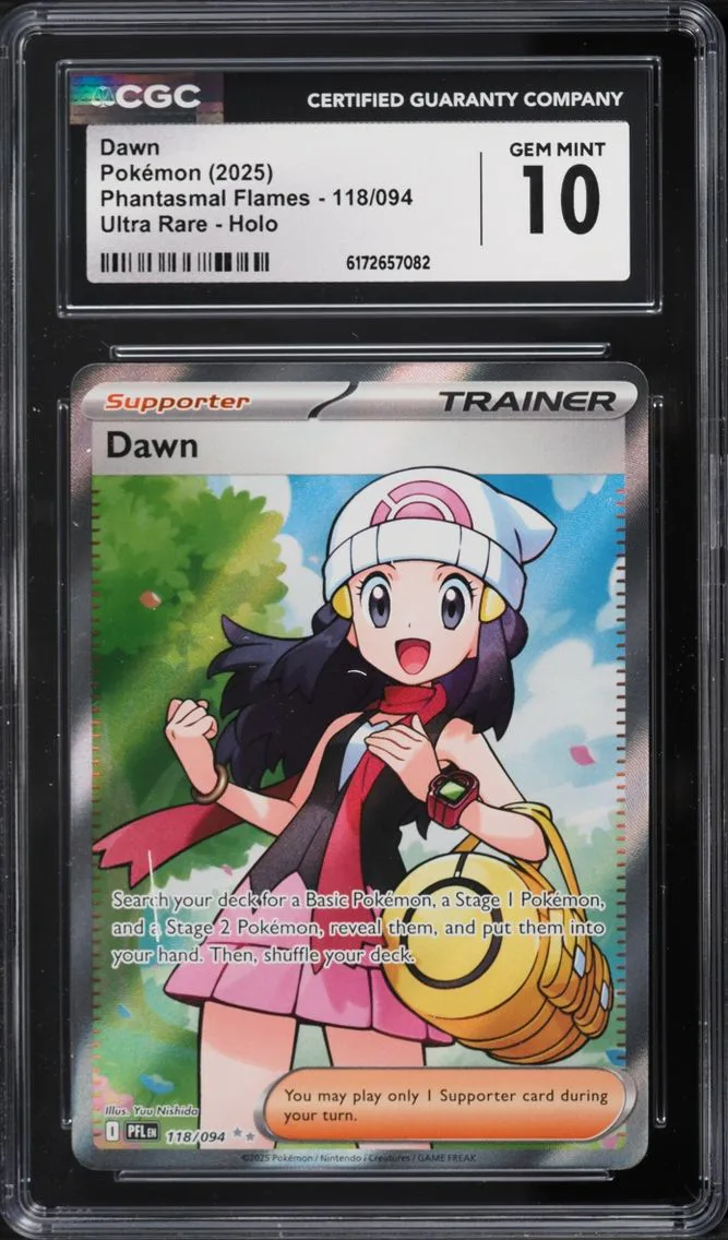 2025 Pokemon Mega Evolution Phantasmal Flames Full Art Dawn #118 CGC 10 GEM MINT