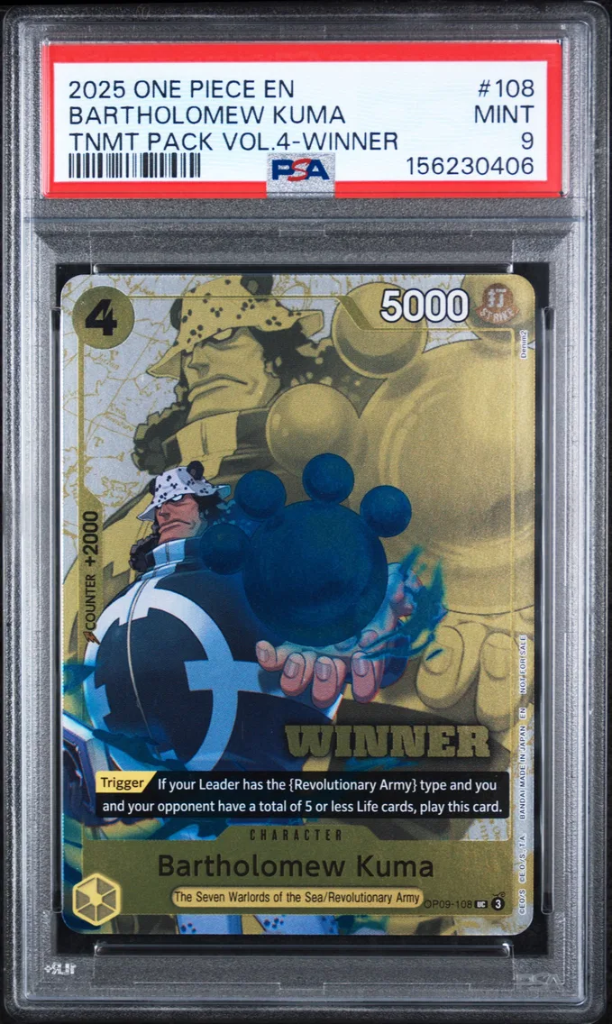 2025 #108 Bartholomew Kuma PSA 9 One Piece Tournament Pack Vol.4