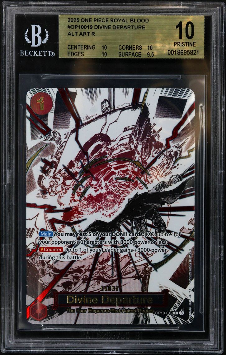 2025 #OP10019 Divine Departure ALT ART R BGS 10 One Piece Card Game Royal Blood