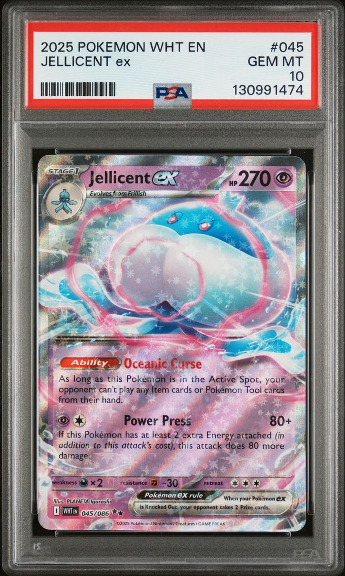 2025 #045 Jellicent EX PSA 10 Wht EN-White Flare Pokemon