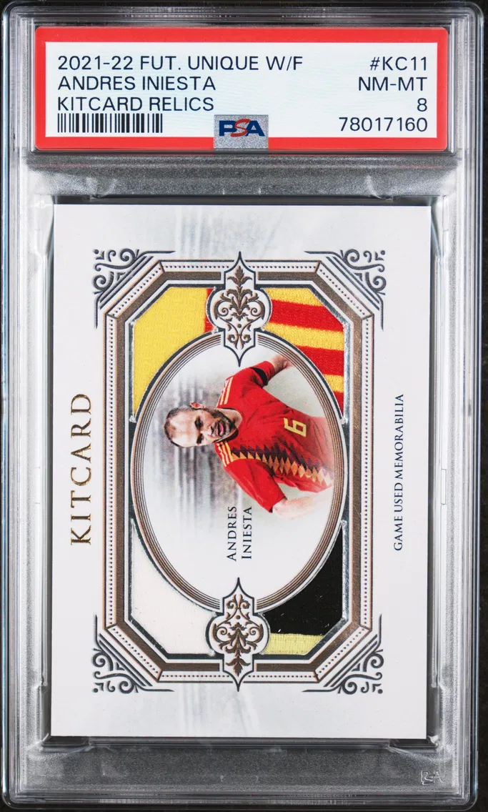 2021 #KC11 Andres Iniesta PSA 8 Futera Unique World Football Kitcard Relics