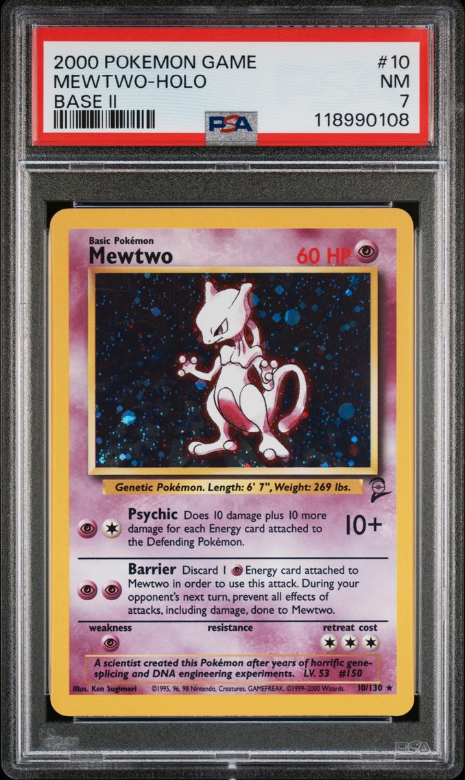 2000 #10 Mewtwo-Holo PSA 7 Game Base II