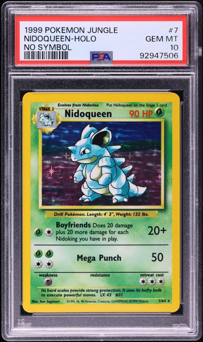 1999 #7 Jungle No Symbol Holo Nidoqueen GEM MINT PSA 10 Pokemon