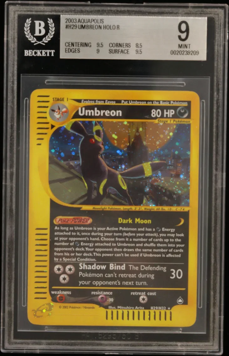 2003 #H29 Umbreon HOLO R BGS 9 -e Aquapolis