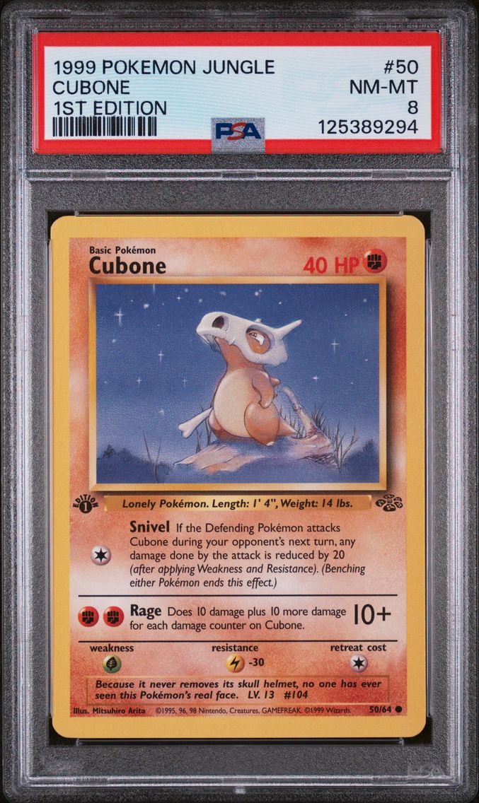 1999 #50 Cubone 1st Edition PSA 8 Jungle