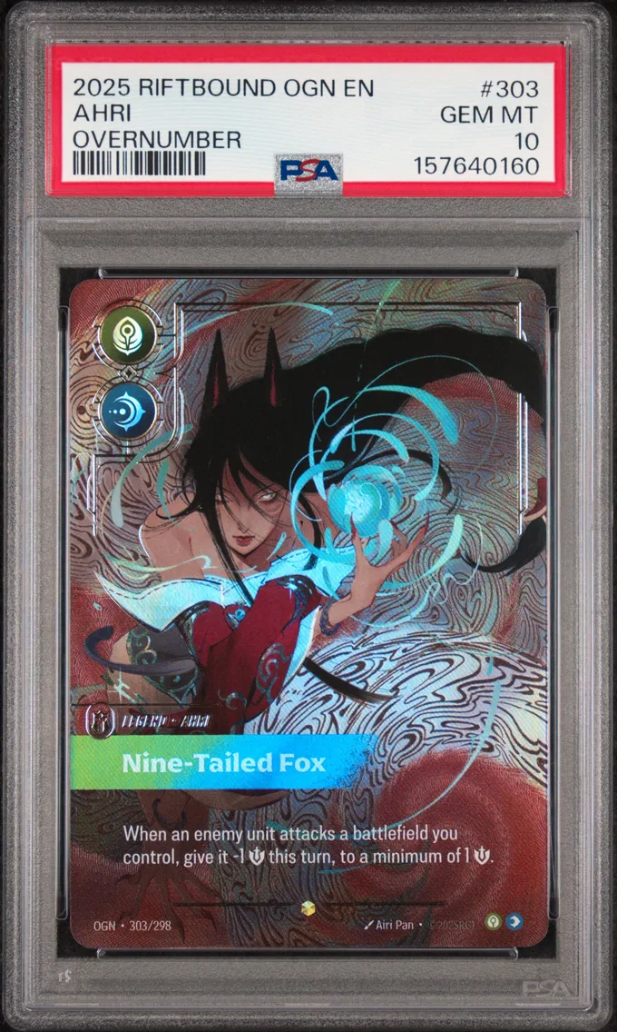 2025 #303 Ahri - Nine-Tailed Fox PSA 10 Riftbound: League of Legends Ogn-Origins
