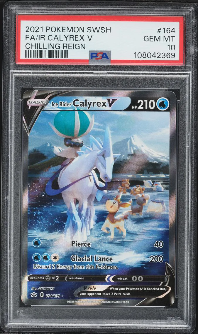 2021 #164 Full Art/Ice Rider Calyrex V PSA 10 Sword & Shield Chilling Reign Pokemon