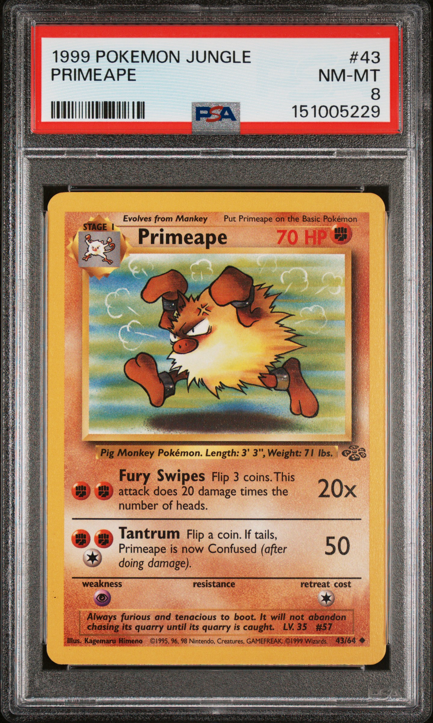 1999 #43 Primeape PSA 8 Jungle