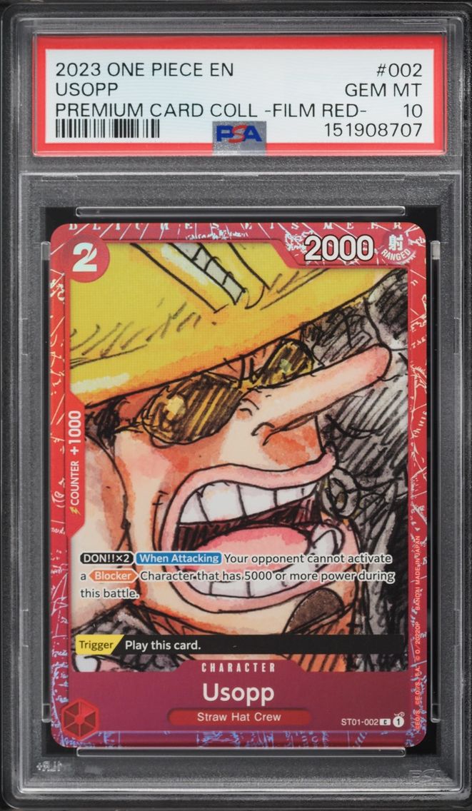 2023 #ST01-002 Usopp PSA 10 One Piece Premium Card Collection Film Red