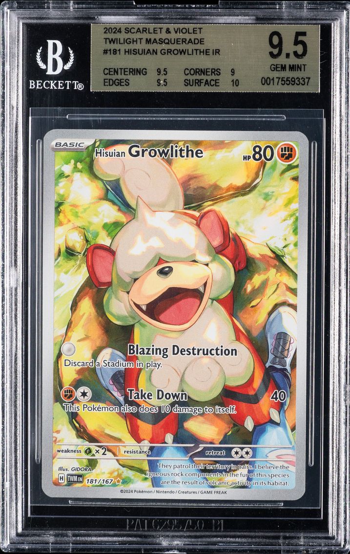 2024 #181 Hisuian Growlithe BGS 9.5 Twm EN-Twilight Masquerade Pokemon