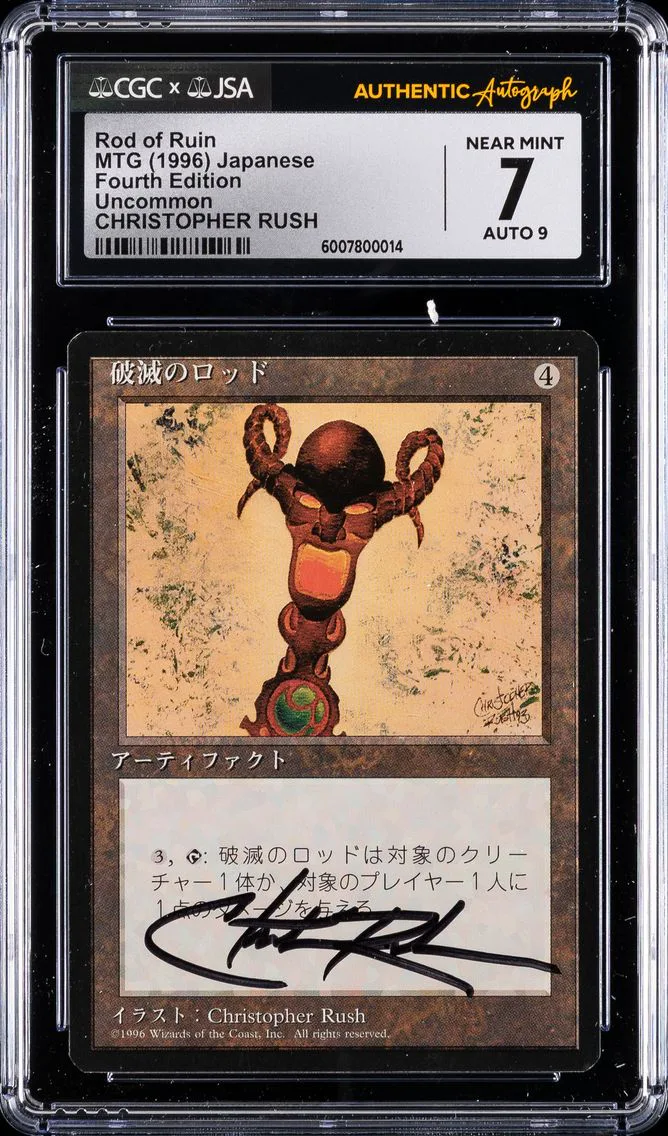 1996 #NA Rod of Ruin CGC 7 Magic the Gathering - Fourth Edition | Japanese - Christopher Rush Sig.