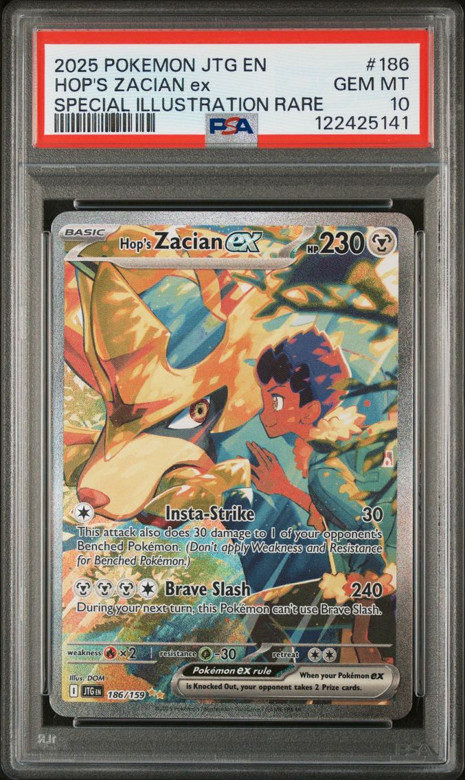2025 #186 Hop's Zacian EX PSA 10 Jtg EN-Journey Together