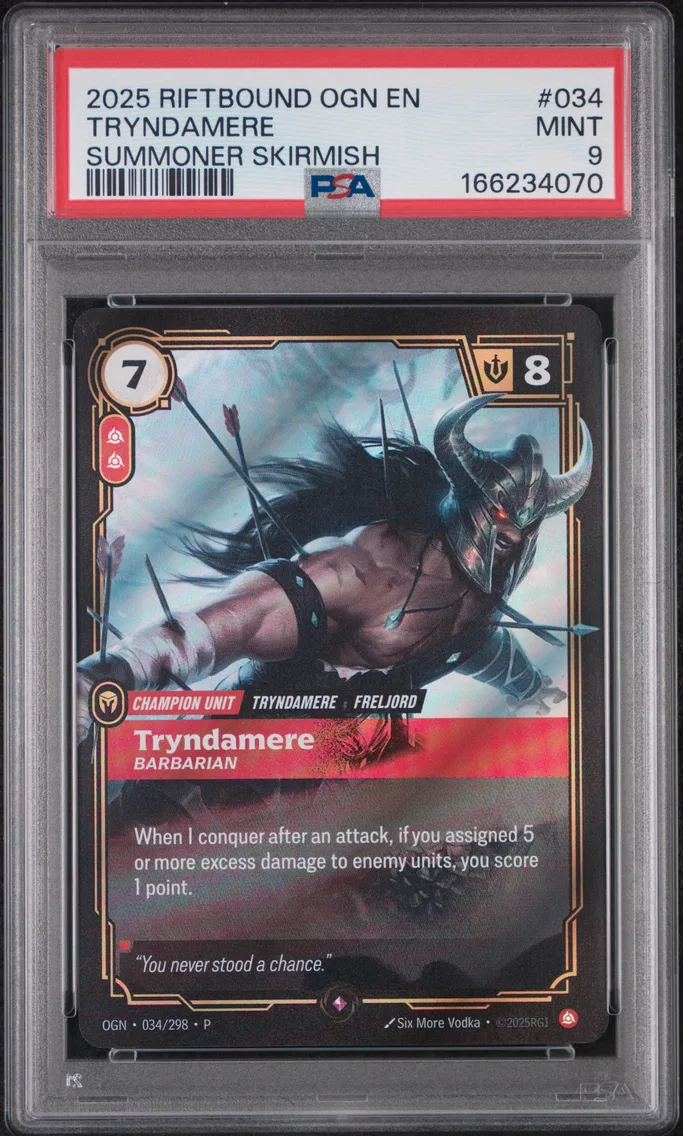 2025 #034 Tryndamere - Barbarian PSA 9 Riftbound: League of Legends Ogn-Origins