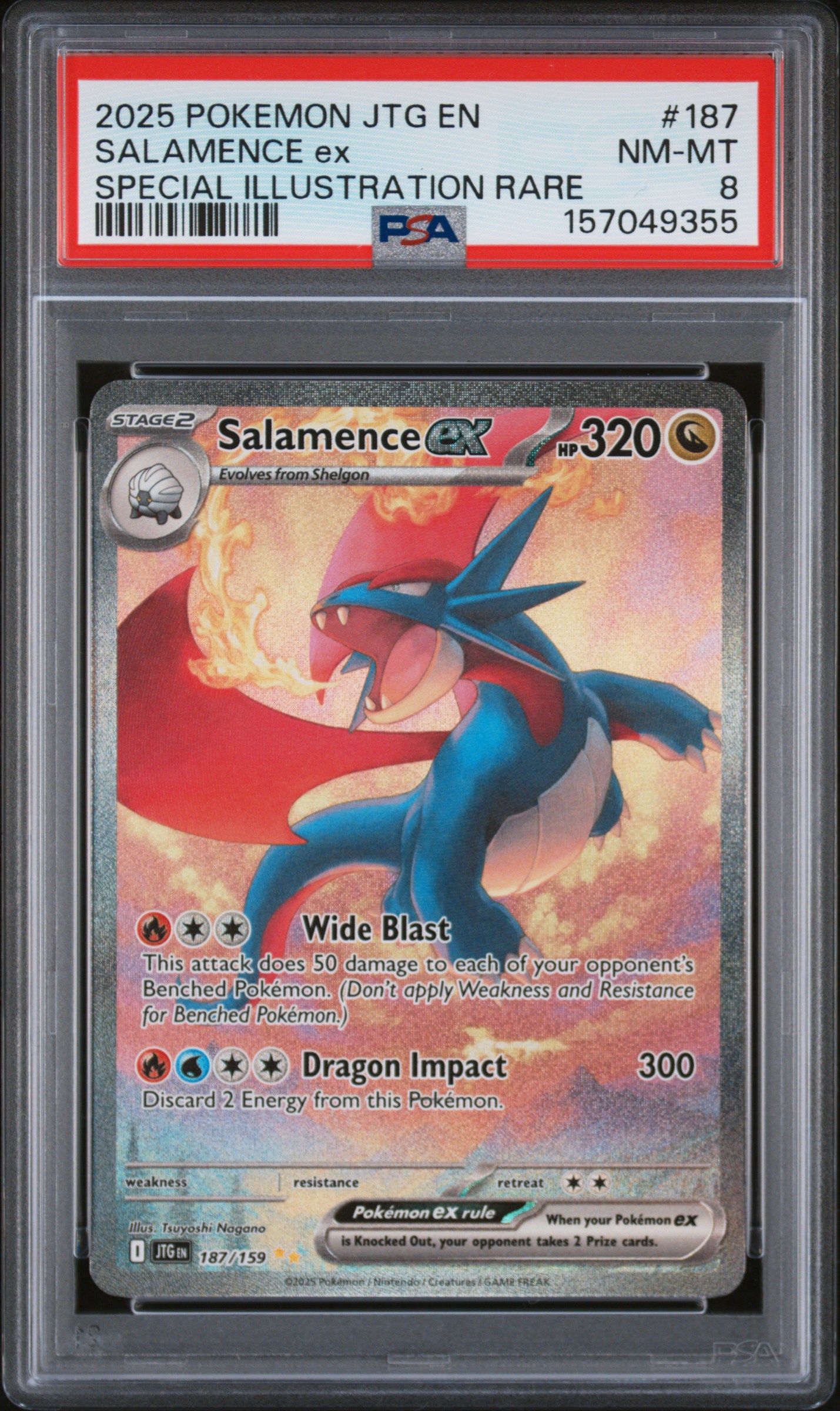 2025 #187 Salamence Ex PSA 8 Jtg En-Journey Together