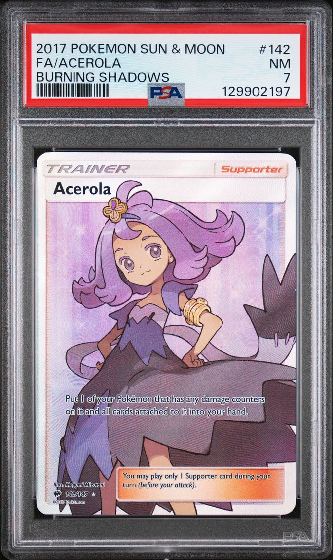 2017 #142 Full Art/Acerola PSA 7 Sun & Moon Burning Shadows Pokemon