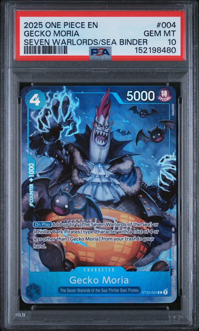 2025 #004 Gecko Moria PSA 10 One Piece Seven Warlords of the Sea Binder Set
