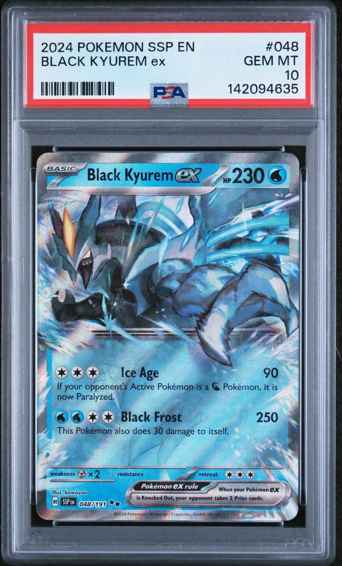2024 #048 Black Kyurem EX PSA 10 Ssp EN-Surging Sparks