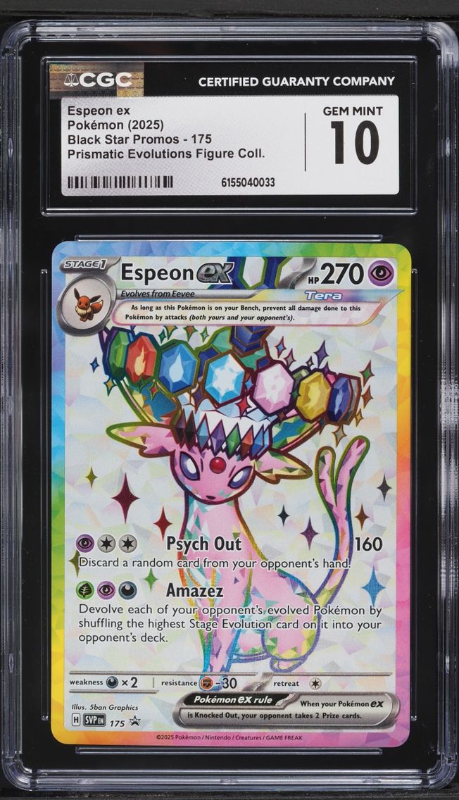 2025 #175 Espeon ex CGC 10 Pokemon Scarlet & Violet Promo Prismatic Evolutions Figure Full Art