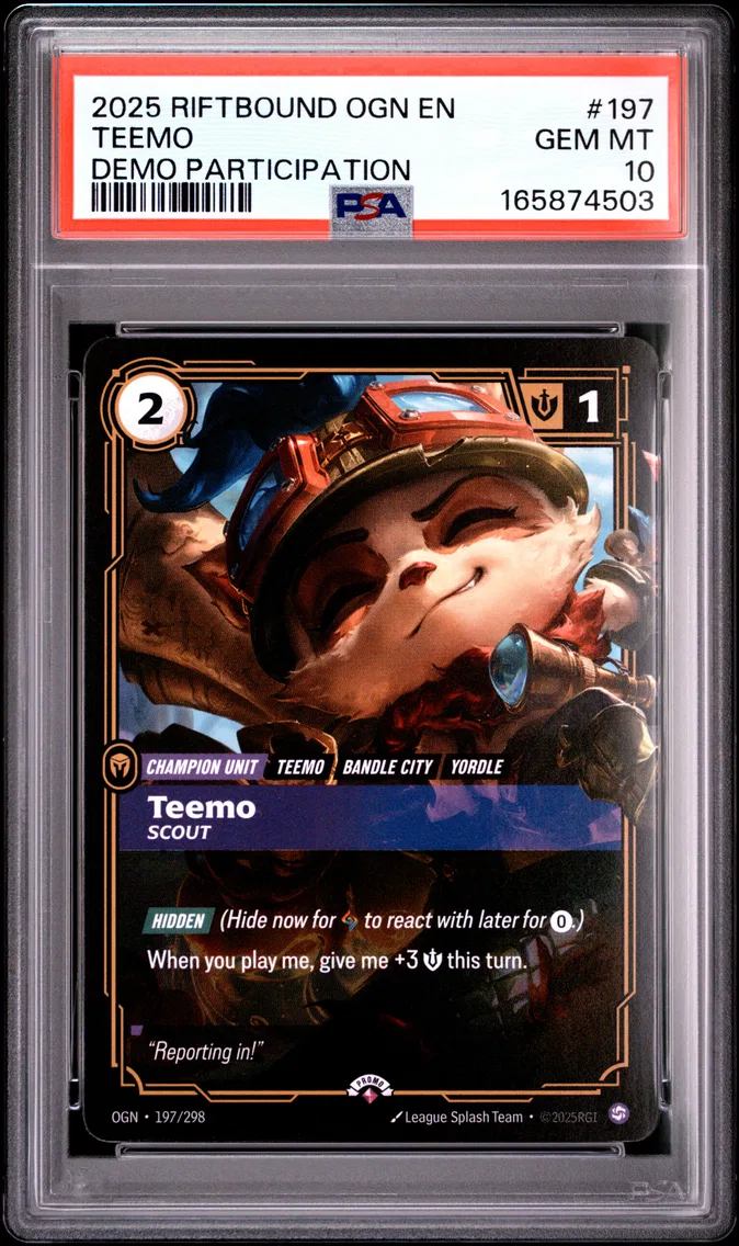 2025 #197 Teemo - Scout PSA 10 Riftbound: League of Legends Ogn-Origins