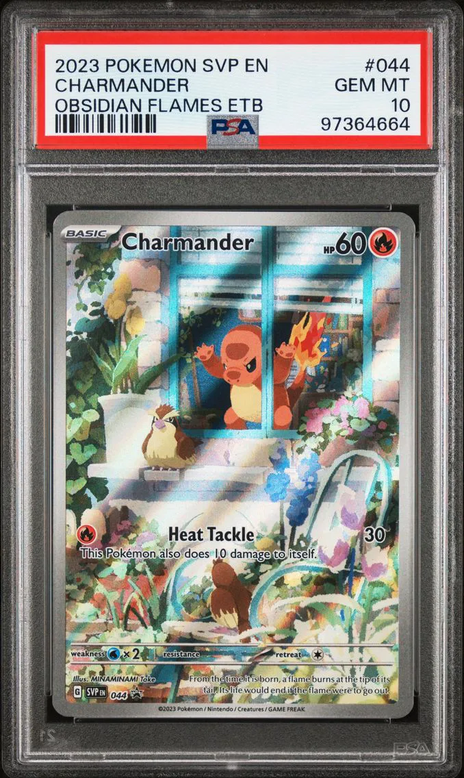2023 #044 CHARMANDER PSA 10 POKEMON SVP EN-SV BLACK STAR PROMO | OBSIDIAN FLAMES ELITE TRAINER BOX