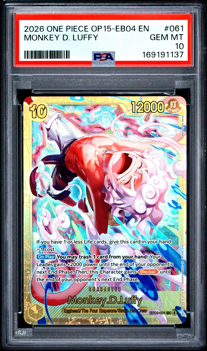 2026 #061 Monkey D. Luffy PSA 10 One Piece OP15-EB04-Adventure on Kami's Island